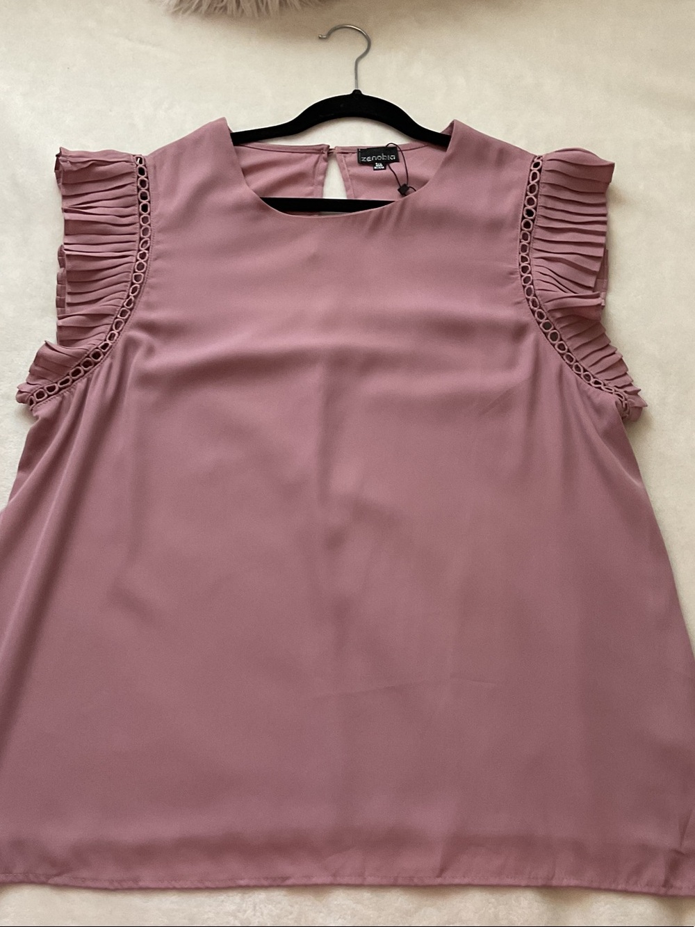 Zenobia Sleeveless Ruffle-Trim Camisole in Mauve Pink
